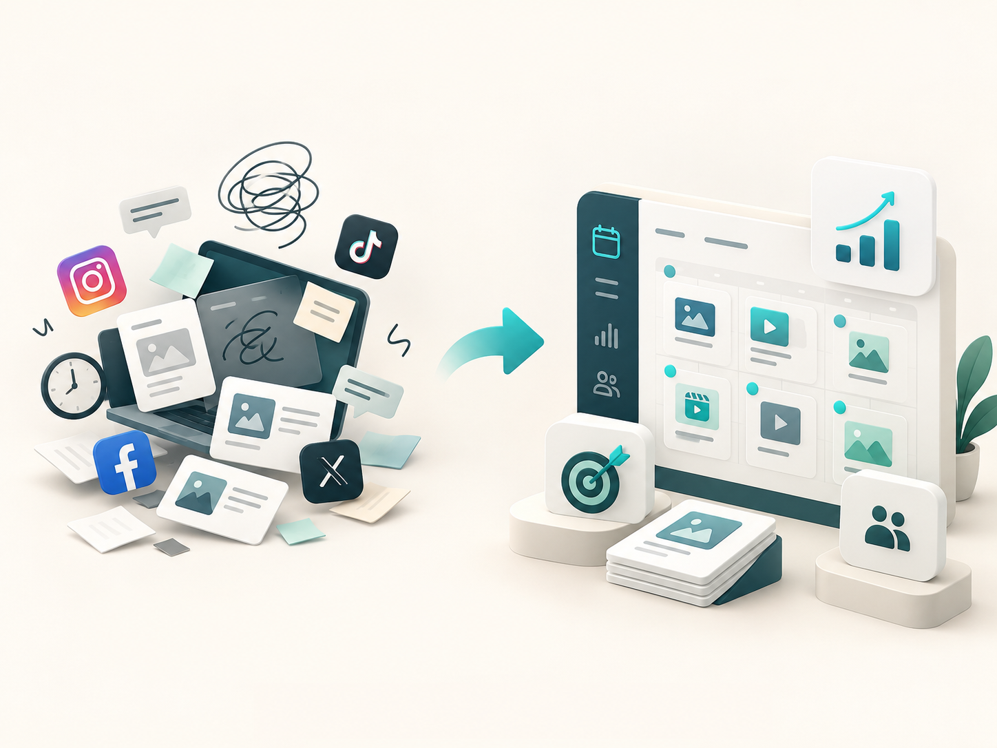 Servicio de gestión de redes sociales con planificación, contenido, publicación y medición