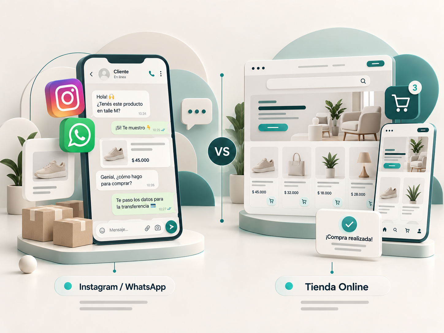 Comparación entre vender por Instagram y WhatsApp y tener una tienda online
